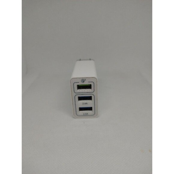 USB Charger Adapter, QC 3.0 Fast Charger, 3-Port Multi Amp 1 White - Picture 2 of 4